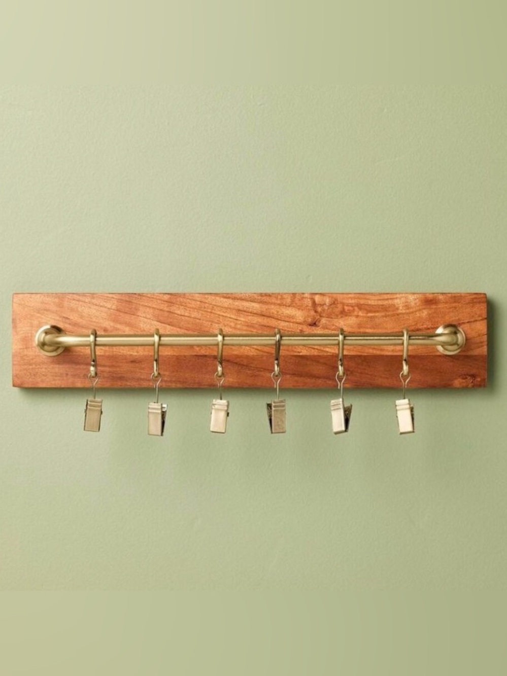 Hearth & Hand Brass & Wood Rail with Rail Clips 15” - NWT